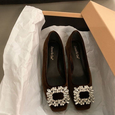 Rhinestone Low-cut Flats