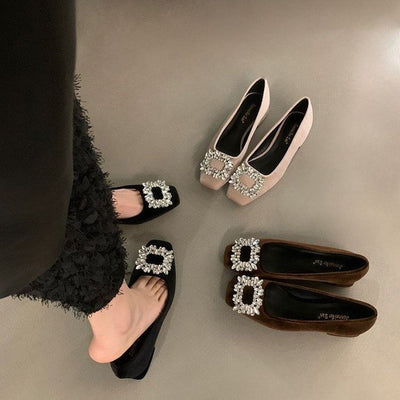 Rhinestone Low-cut Flats