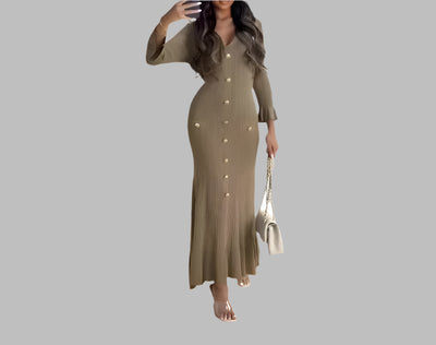Slim Fit Long Sleeve Knit Dress