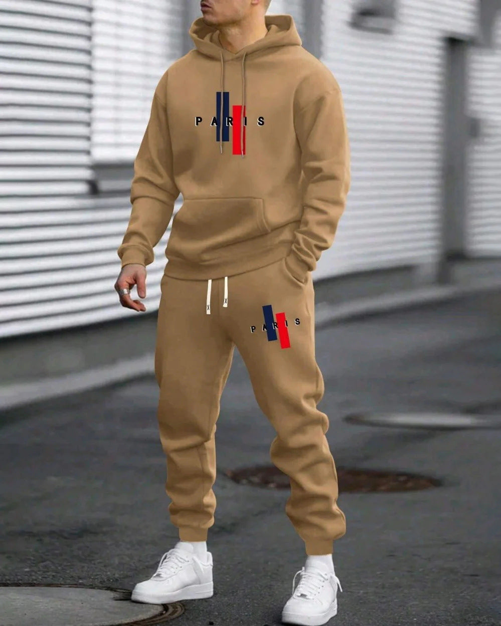 Men's Casual Hooded Sweatshirt & Joggers Set - Los Angeles USA Graphic Lounge Wear