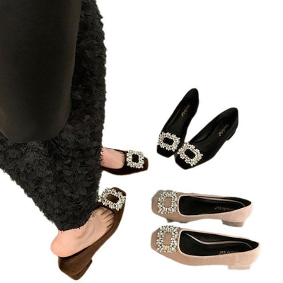 Rhinestone Low-cut Flats
