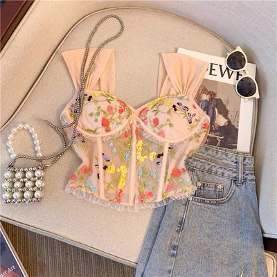 Embroidered Lace Corset Top