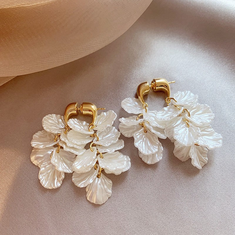 C- Ring Shell Tassel Delicate Earrings