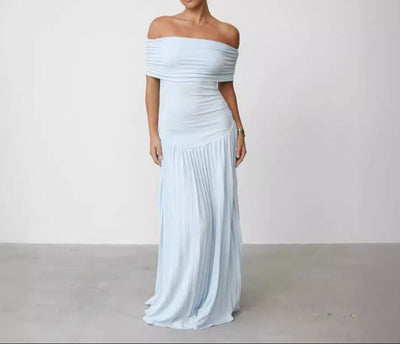 Off-shoulder Pleated Dress