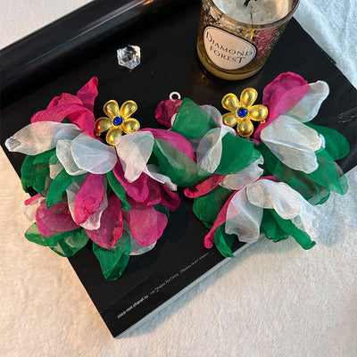 Bold Handmade Flower Tassel Earrings