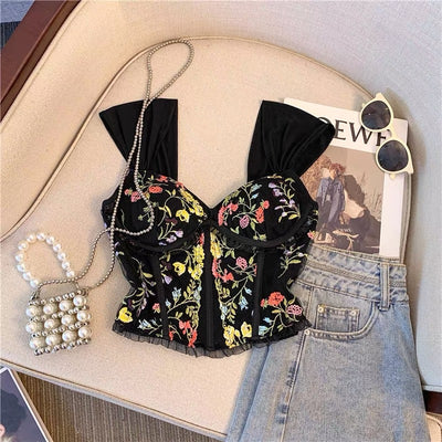 Embroidered Lace Corset Top