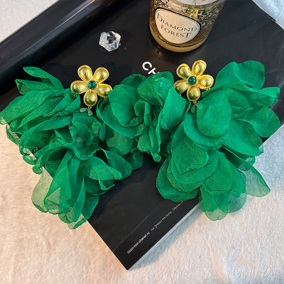Bold Handmade Flower Tassel Earrings