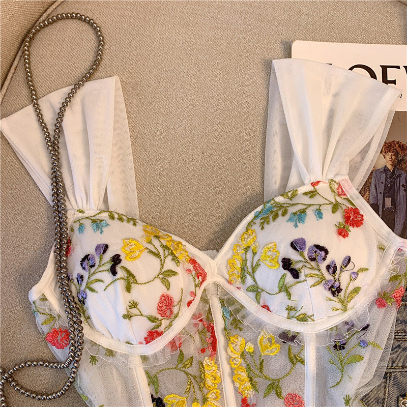 Embroidered Lace Corset Top