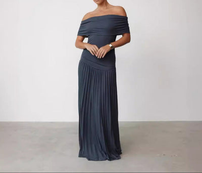 Off-shoulder Pleated Dress