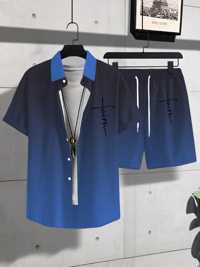 Casual Men's Short Sleeve Shirt & Shorts Set - Modern & Comfortable Lounge Wear