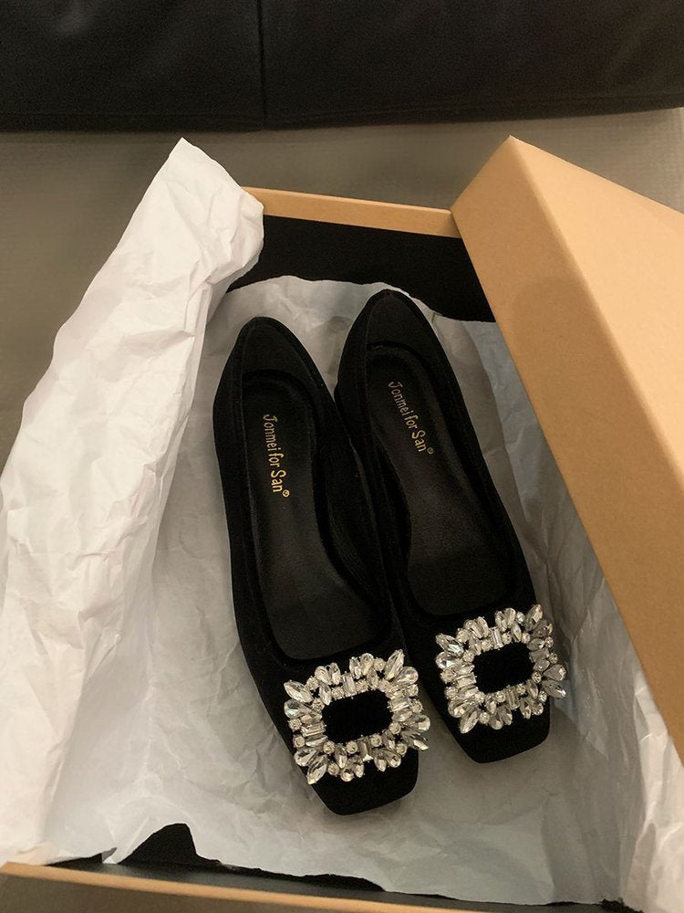 Rhinestone Low-cut Flats