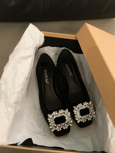Rhinestone Low-cut Flats