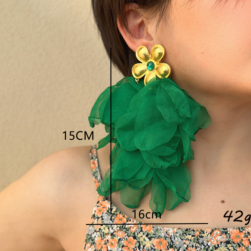 Bold Handmade Flower Tassel Earrings
