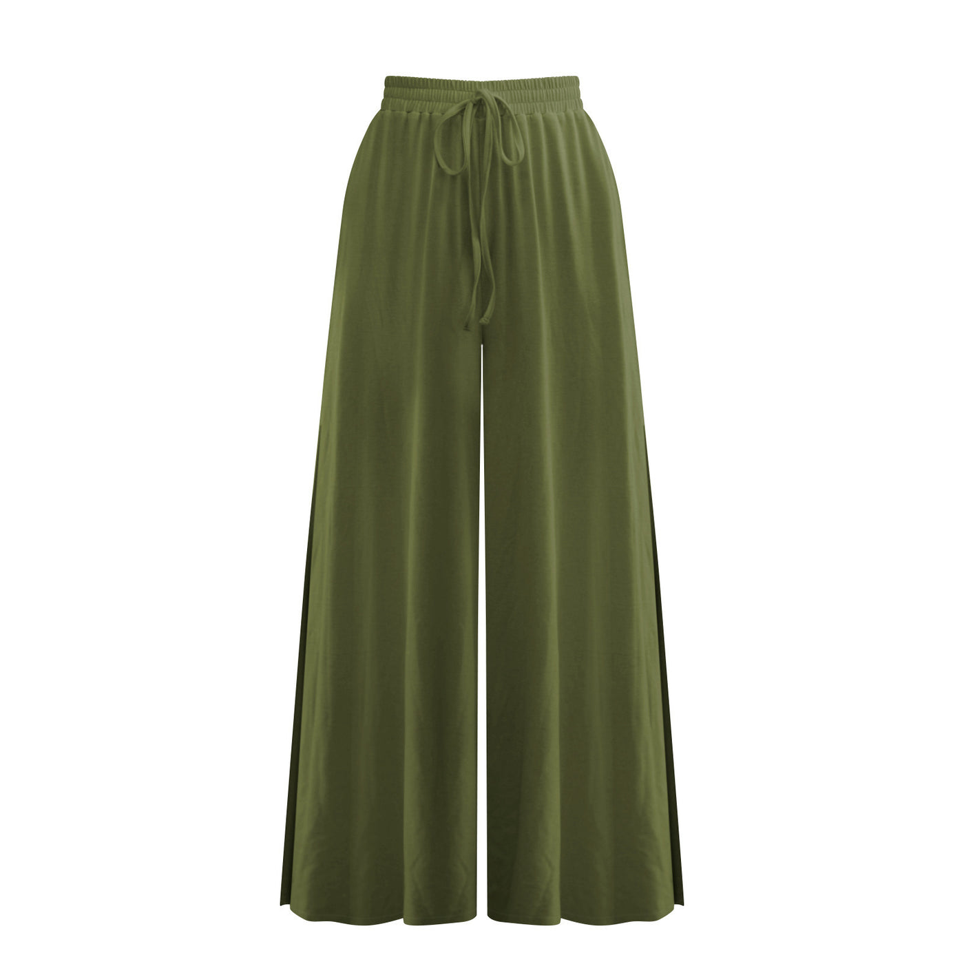 Loose Drawstring Side Slit Wide Leg Pants