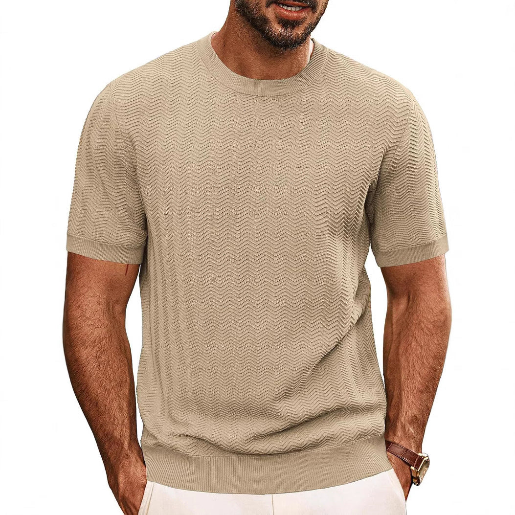 Men's Summer Hollow Breathable Sweater Solid Color T-shirt