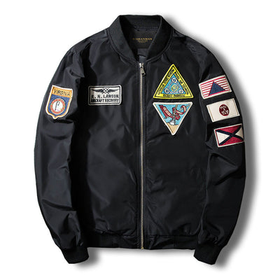 Men's Tactical Bomber Jacket with Multiple Patches