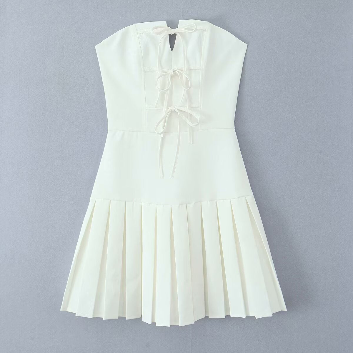 Tube Top Bow Pleated Dress