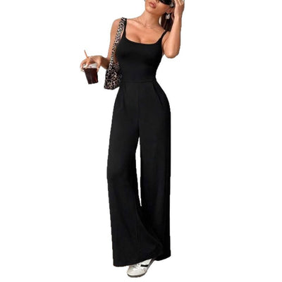 Cross Strap Backless Wide-leg Jumpsuit