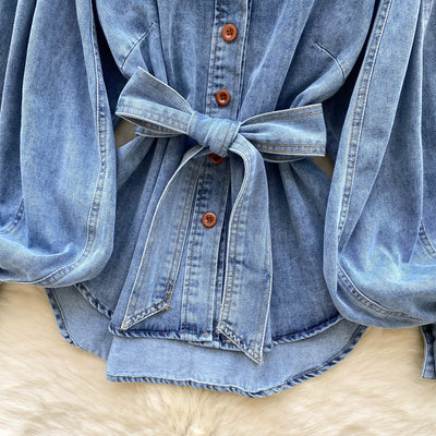 Puff Sleeve Denim Top