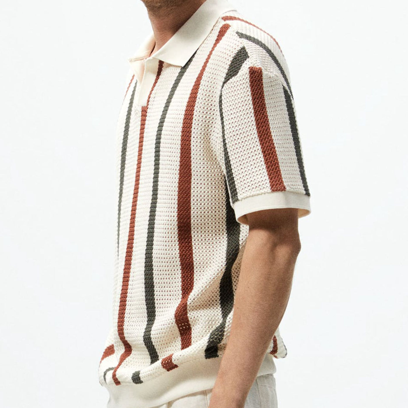 Men’s Striped Short-Sleeve Polo Shirt