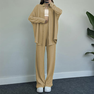 Long-sleeved Shirt Wide-leg Trousers Two-piece Set