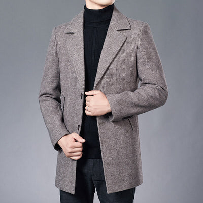 Men's Classic Gray Wool Blend Overcoat