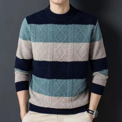 Autumn And Winter Pure Color Youth Business Casual Loose Round Neck Cashmere Knitted Bottoming Shirt