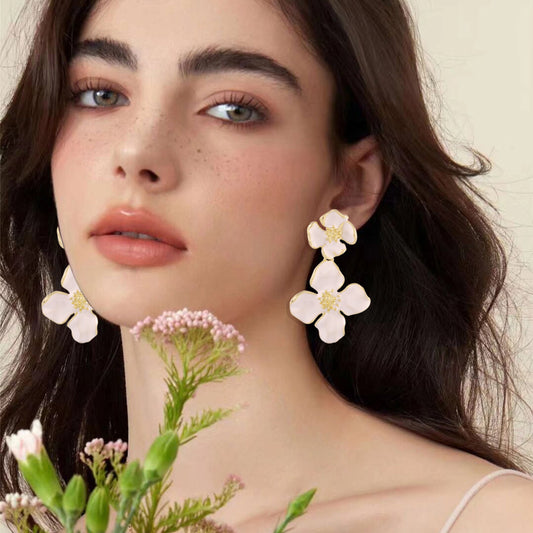 Drop Oil Camellia Earrings
