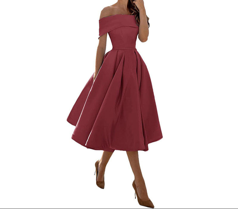 Annie Off-Shoulder Tea Length Dress