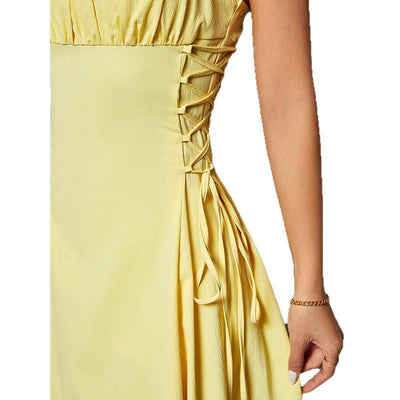Spaghetti Straps Chest Wrap Midi Dress