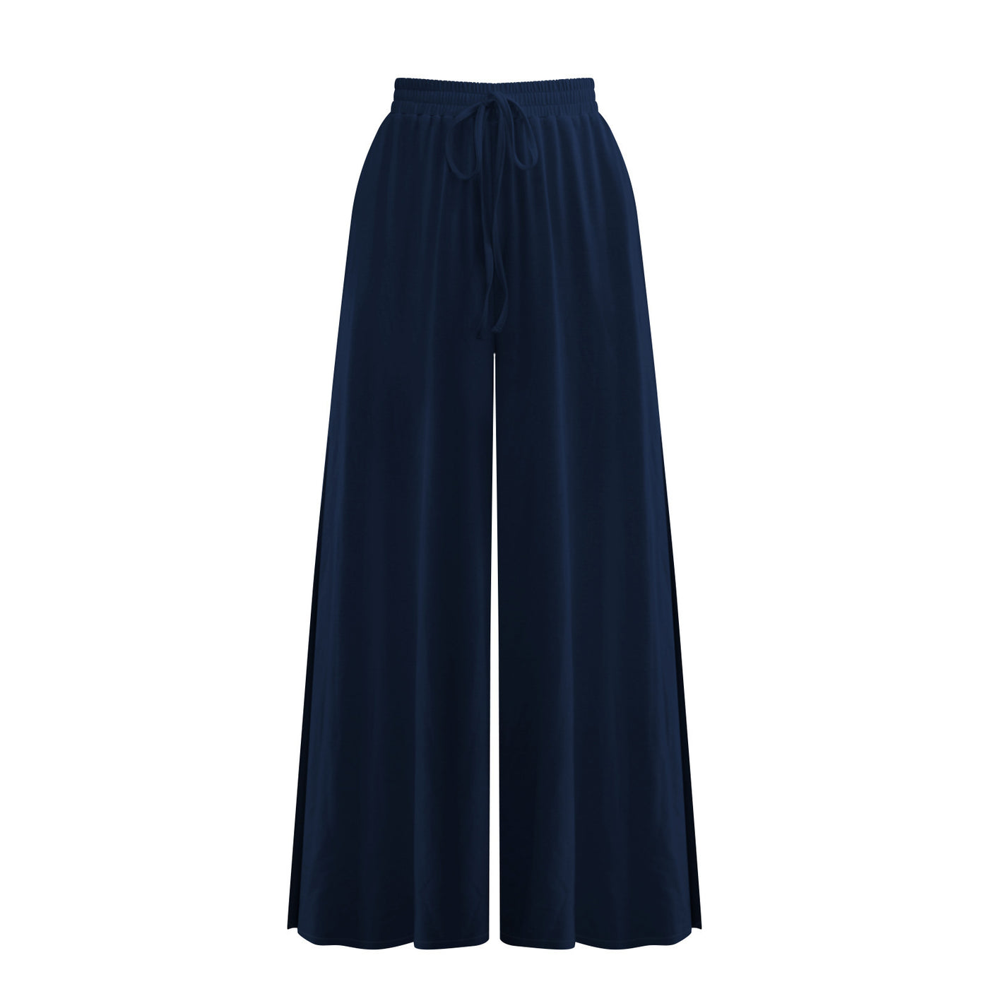 Loose Drawstring Side Slit Wide Leg Pants