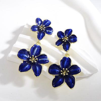 Drop Oil Camellia Earrings