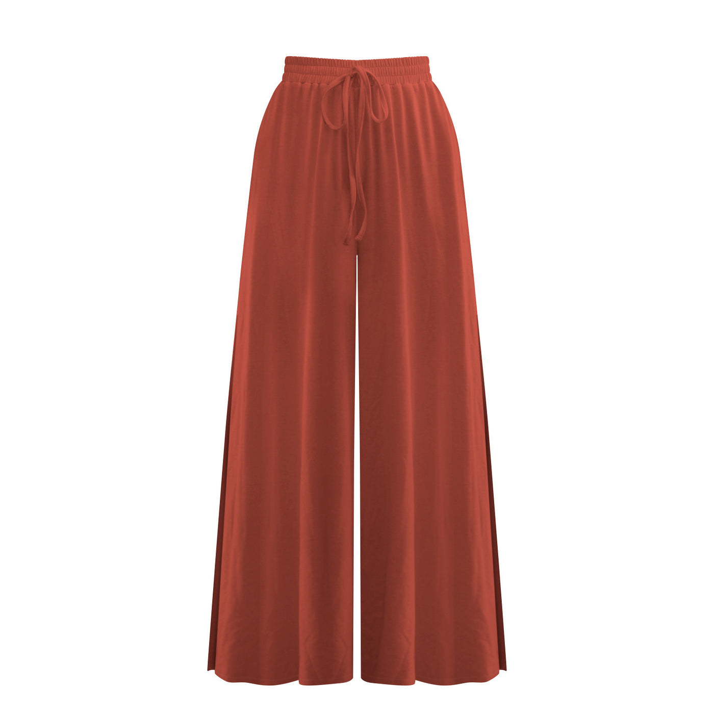 Loose Drawstring Side Slit Wide Leg Pants