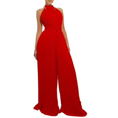 Pleated Wide-leg Jumpsuit
