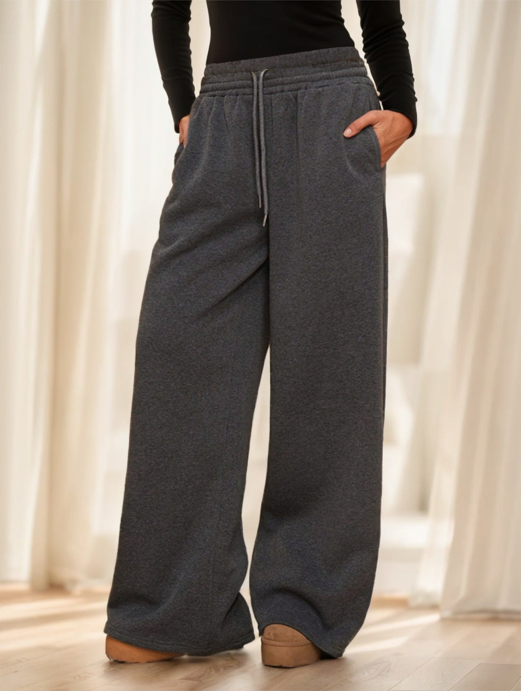 Thermal Lined Wide Leg Sweatpants