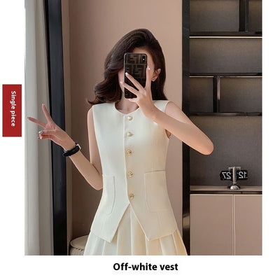 Tailored Vest & Pleated Skirt Set