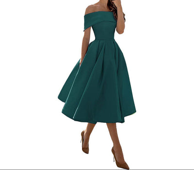 Annie Off-Shoulder Tea Length Dress
