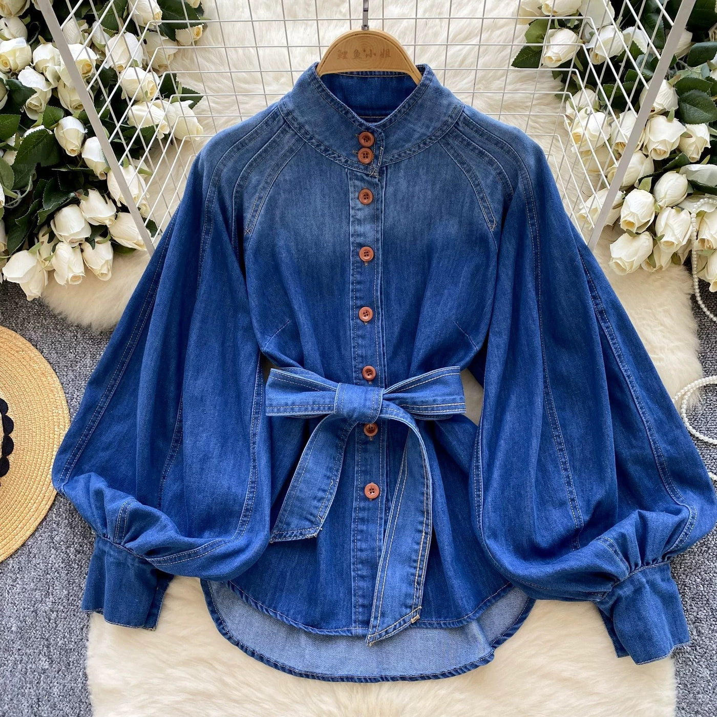 Puff Sleeve Denim Top