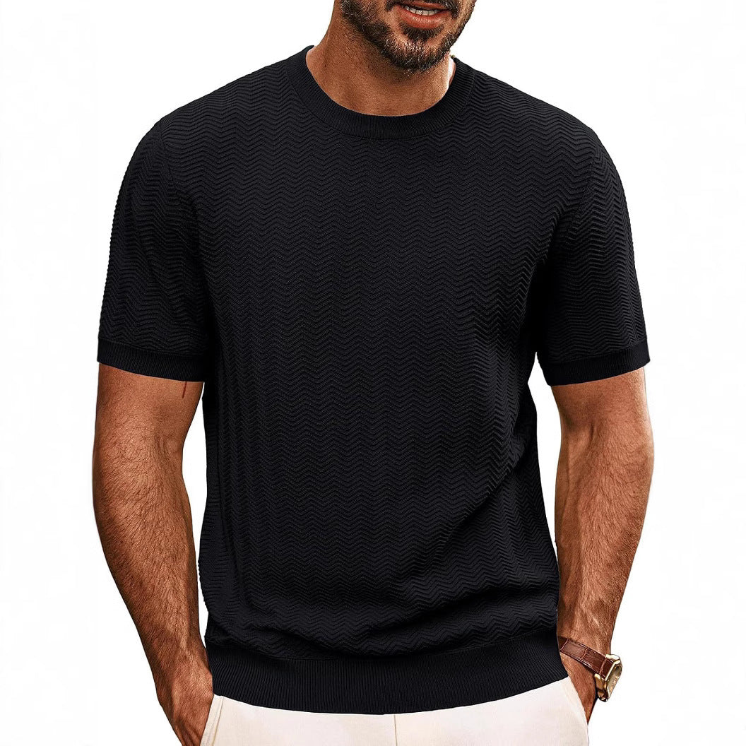 Men's Summer Hollow Breathable Sweater Solid Color T-shirt