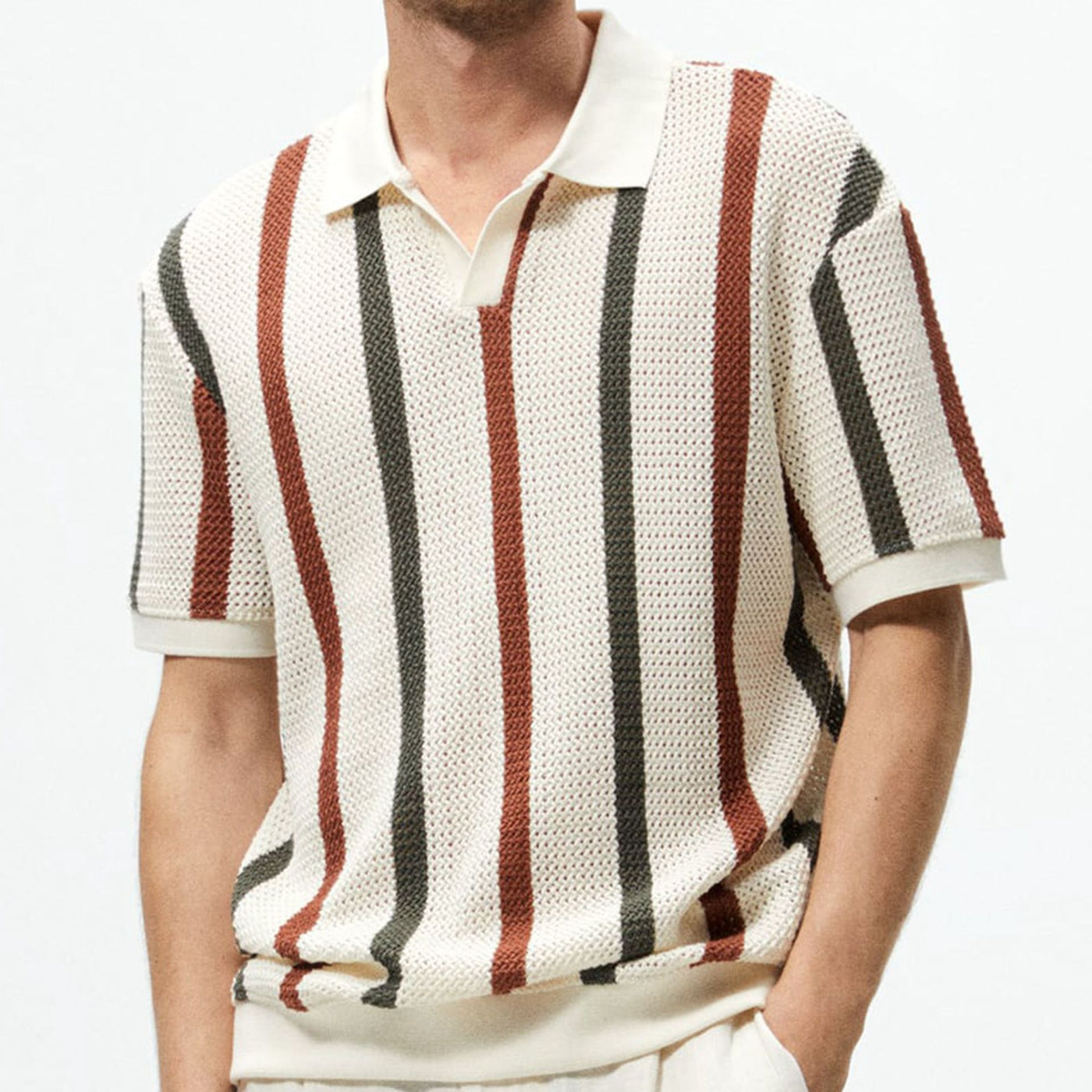 Men’s Striped Short-Sleeve Polo Shirt