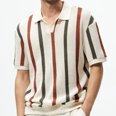 Men’s Striped Short-Sleeve Polo Shirt