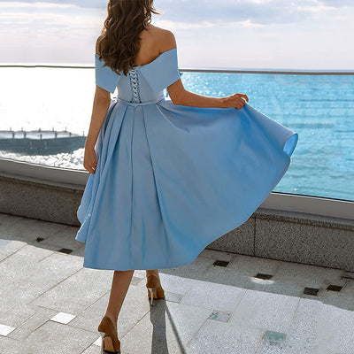 Annie Off-Shoulder Tea Length Dress