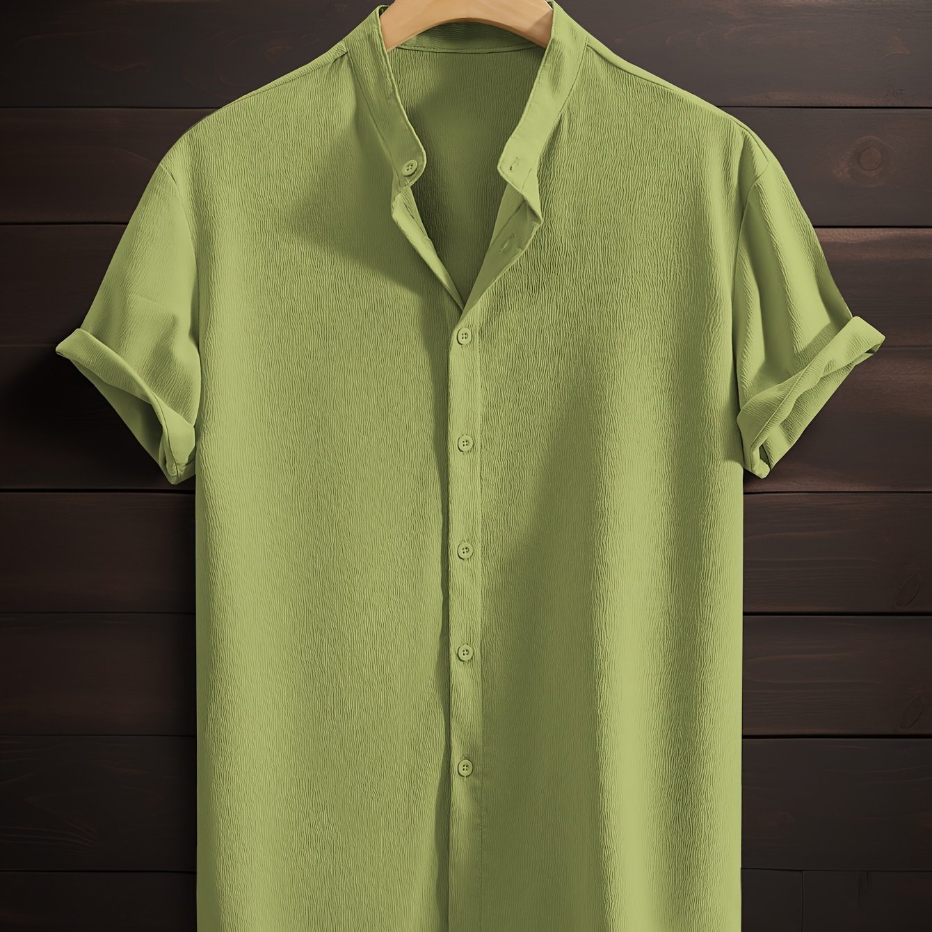 Men's Casual Breathable Polyester Fiber Stand Collar Shirt