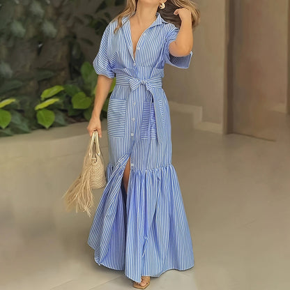 Striped Button Down Maxi Dress