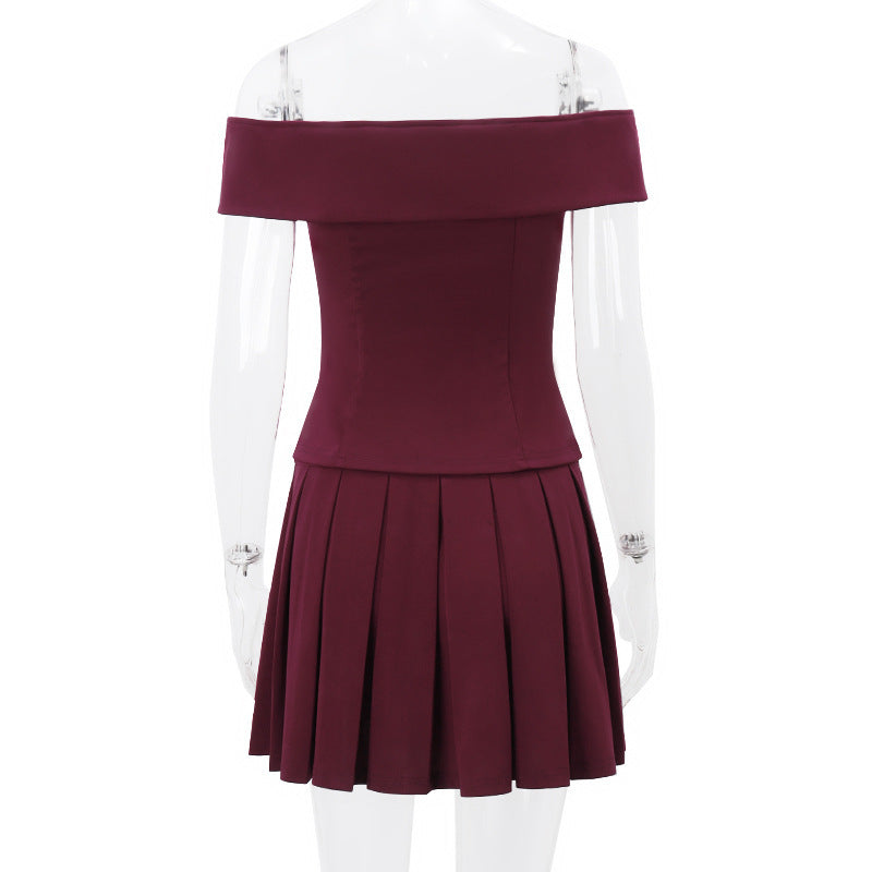 Double-breasted Top and Skirt Set