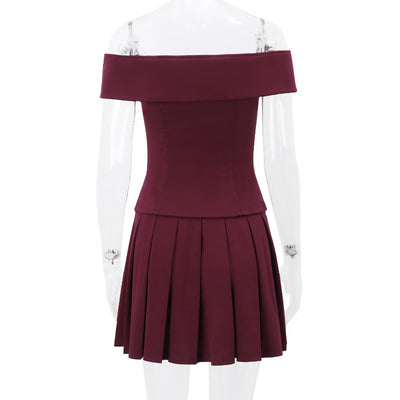 Double-breasted Top and Skirt Set