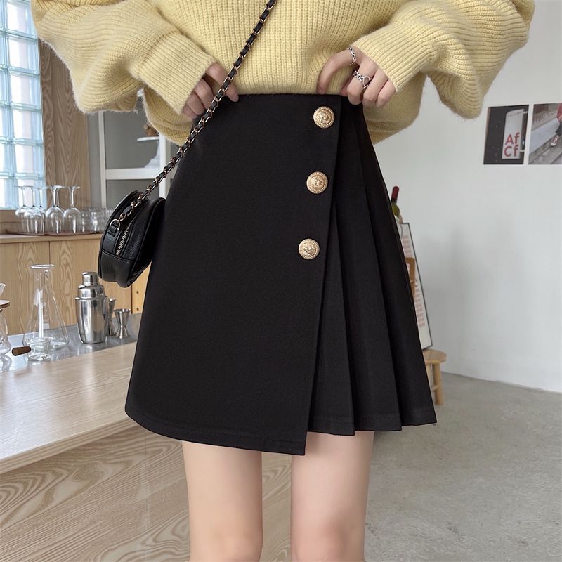 Side Pleats A-line Skirt