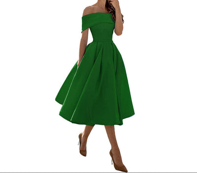 Annie Off-Shoulder Tea Length Dress