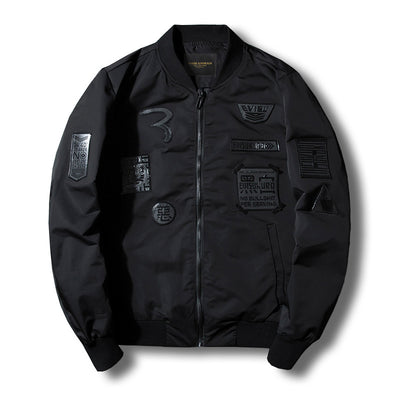 Men's Tactical Bomber Jacket with Multiple Patches