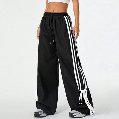 Sporty Wide Leg Drawstring Pants